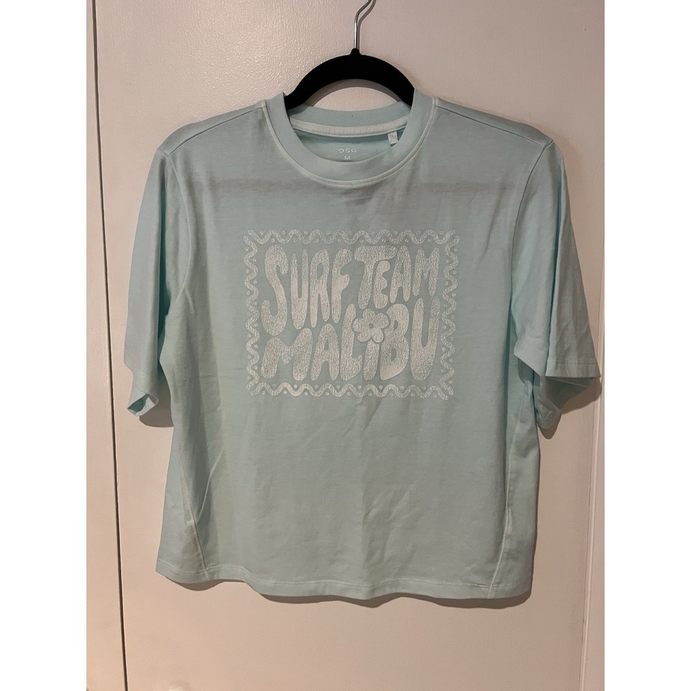 NWT DSG Girls Surf Team Malibu Graphic Crop T Shirt Size Medium Aqua